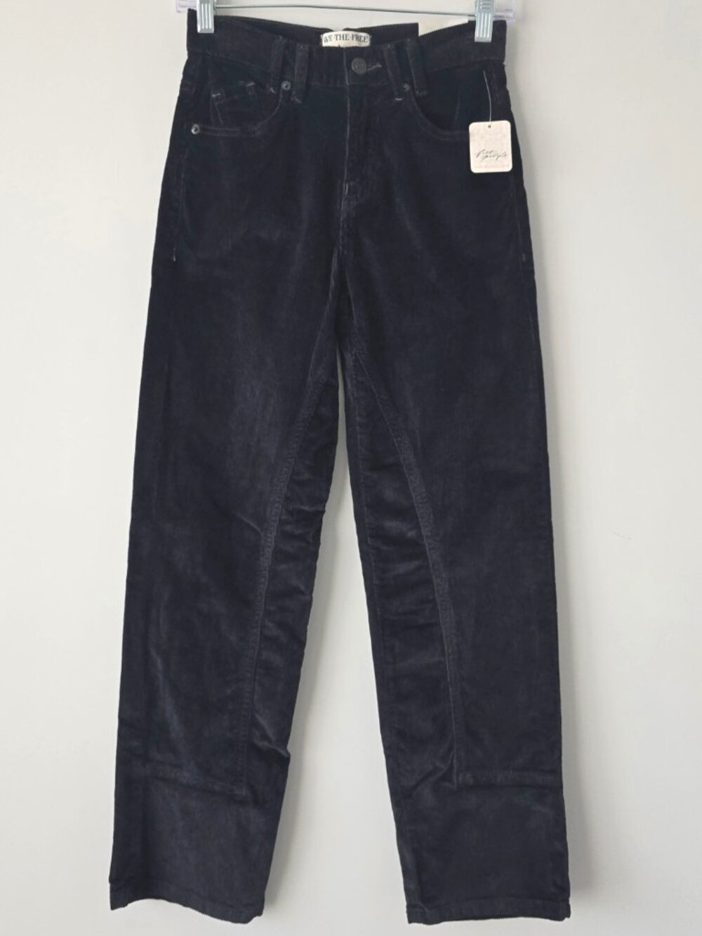We The Free High Rise Straight Corduroy Pants Black Size 24 NWT
